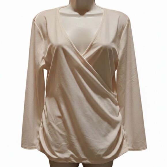 J. Crew Mercantile 2X Women's Faux Wrap Top Ivory Velvet Soft Holiday Party - Picture 4 of 10